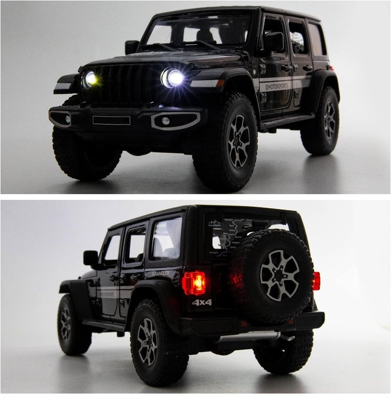 BDTCTK Medium weight Off-Road 7 Door for Wrangler Diecast Toy Car Model, 1/22 Scale Metal Alloy Vehicle for Kids Boys Girls Adults, Doors Open, Light and Sound, Gifts Black Multi-purpose fine material - Image 5