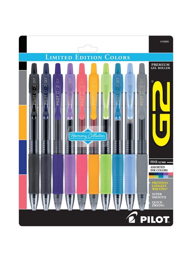 PILOT G2 Limited Edition Harmony Ink Collection Retractable Gel Pens, 0.7mm Fine Point, Assorted Ink, 10-Pack - Image 1