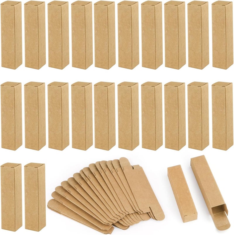 Cositina Cositina 100 Pack 0.78 * 0.78 * 3.34 inch Kraft Paper Lipstick Box Rectangle Lip Balm Kraft Boxes Essence Oil Bottle Packaging Organzier for Makeup Sample Tube Storage DIY Gifts - Brown