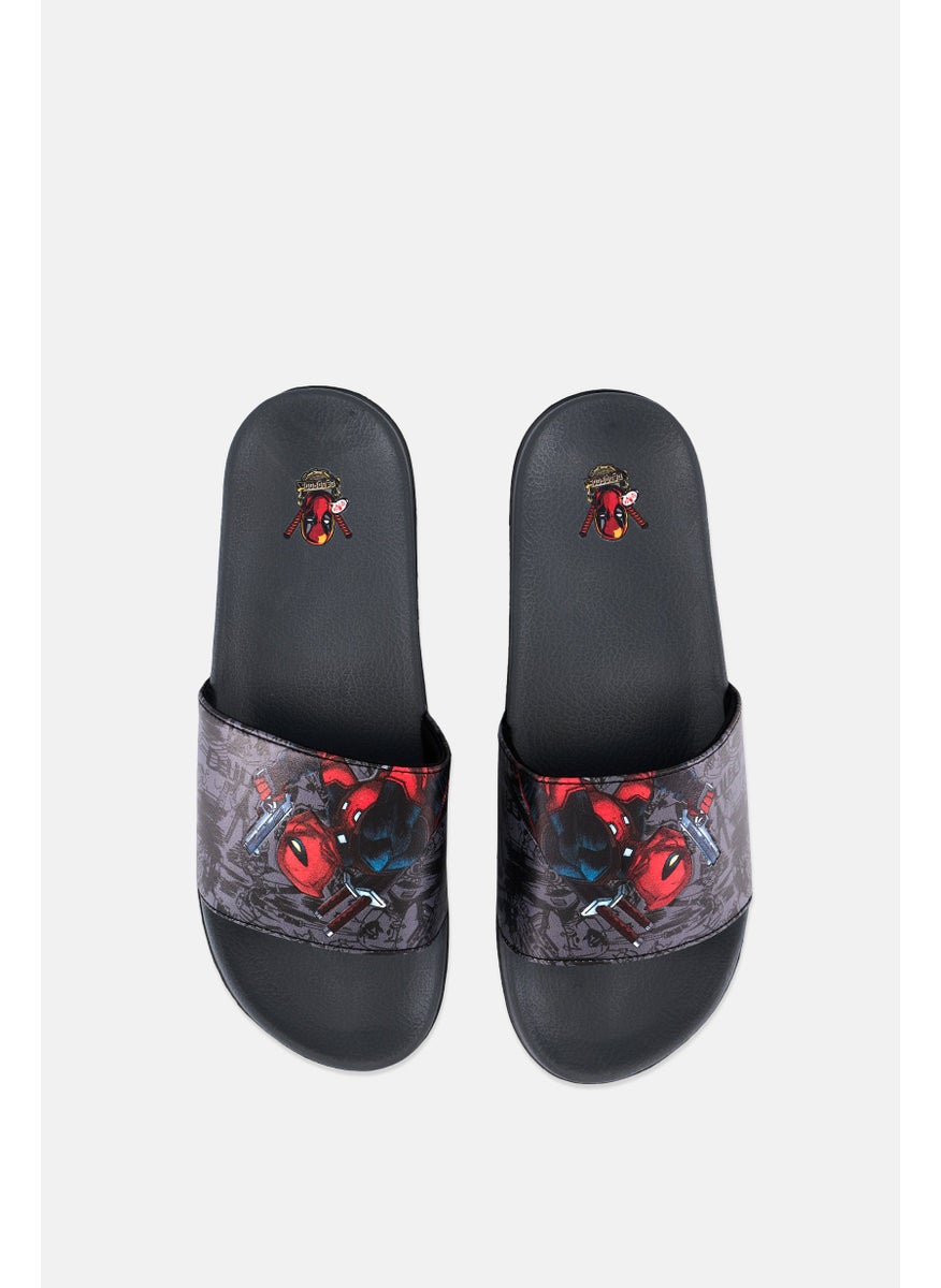 MARVEL Men Graphic Print Slip On Slides, Grey  - Image 3