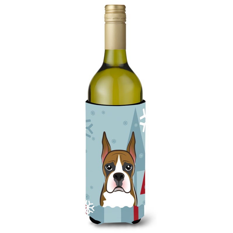 Caroline's Treasures ""Caroline's Treasures Winter Holiday Boxer Wine Bottle Koozie Hugger  750 ml  Multicolor"" 
