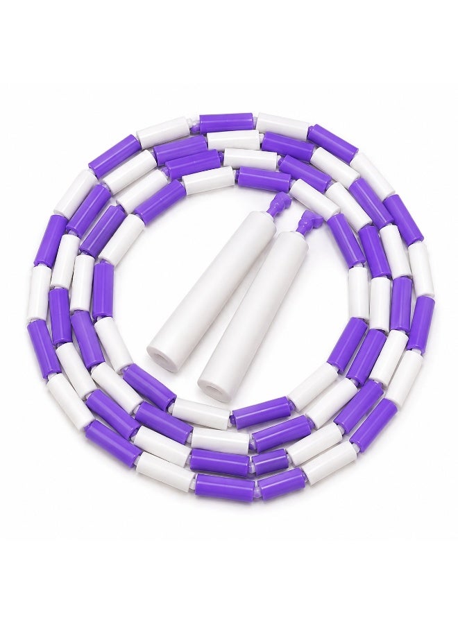 RHYNOFIT Beaded Speed Jump Rope – Violet/White, Bamboo Shaped Handles | Soft TPU Beads, High Density Nylon Rope | Perfect For Schools, Gym & Outdoor Jumping | Great for Rope Releases | Adults - Image 1