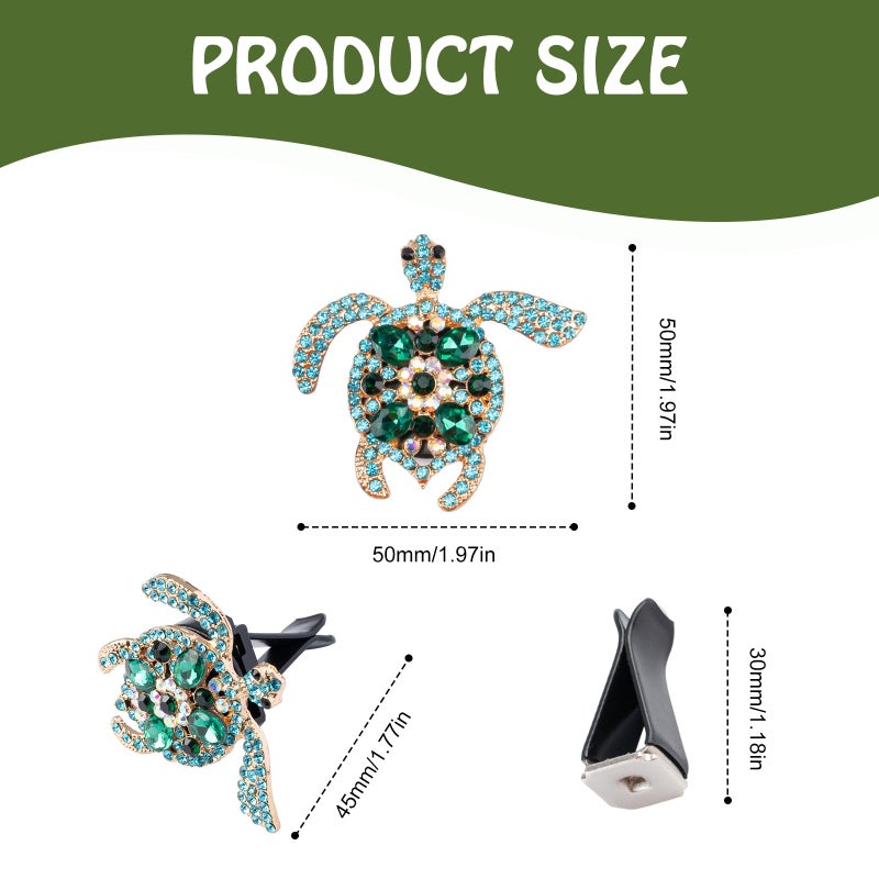 Rislobx 2PCs Bling Turtle Car Air Freshener Vent Clip, Crystal Diamond Vent Clip Decoration - Image 4