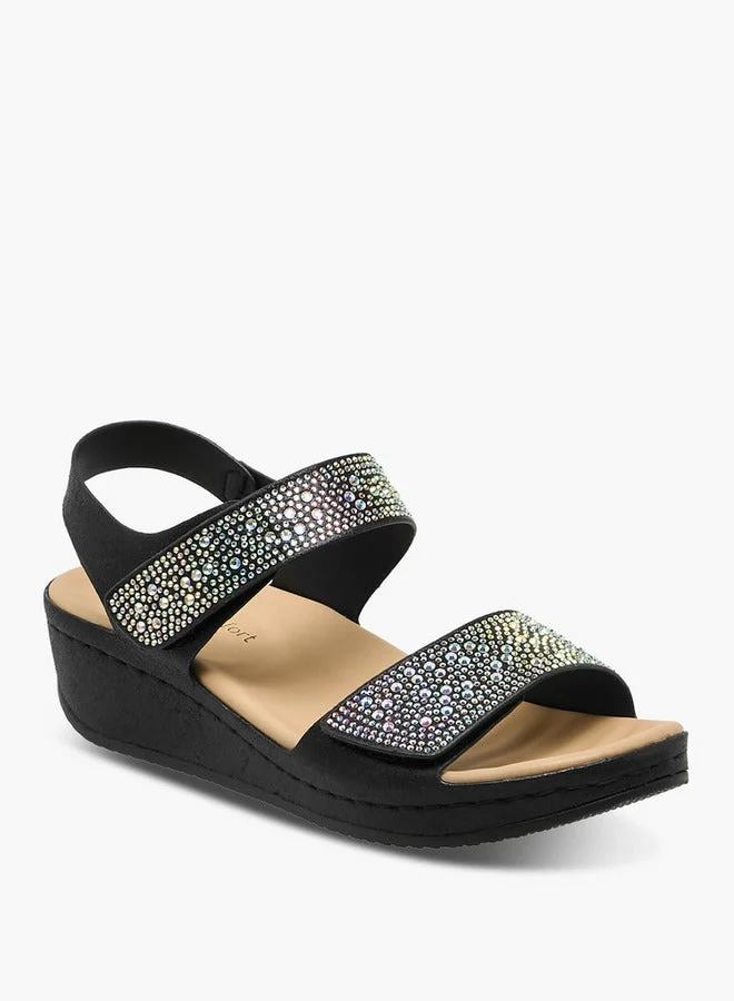 Le Confort Women Embellished Hook & Loop Sandals Ramadan Collection