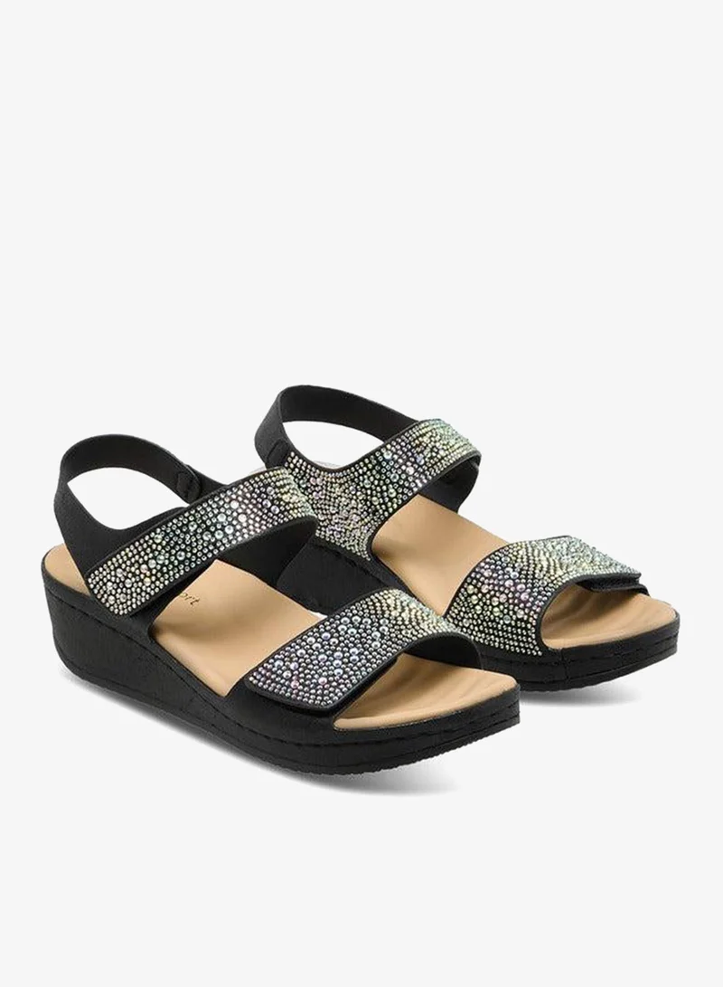 لو كونفورت Women Embellished Hook & Loop Sandals Ramadan Collection