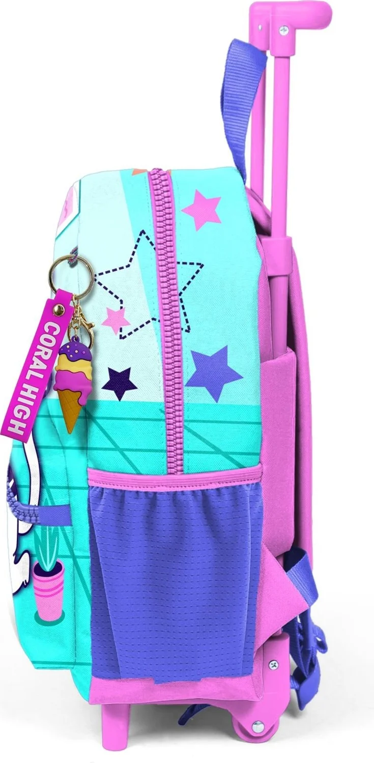 CORAL HIGH Mini Nest Squeegee Backpack Turquoise Pink Ice Cream Cat Pattern Two Compartments 24051