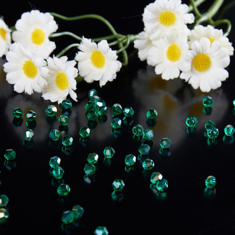 Laopottbeads 1100Pcs 4Mm Bicone Crystal Glass Beads For Jewelry Making  Sparkling Mini Beads For Suncatchers  Diy Bracelets & Craft Projects (Malachite Green) - Image 3