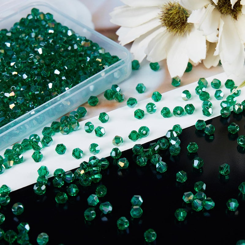 Laopottbeads 1100Pcs 4Mm Bicone Crystal Glass Beads For Jewelry Making  Sparkling Mini Beads For Suncatchers  Diy Bracelets & Craft Projects (Malachite Green) - Image 2