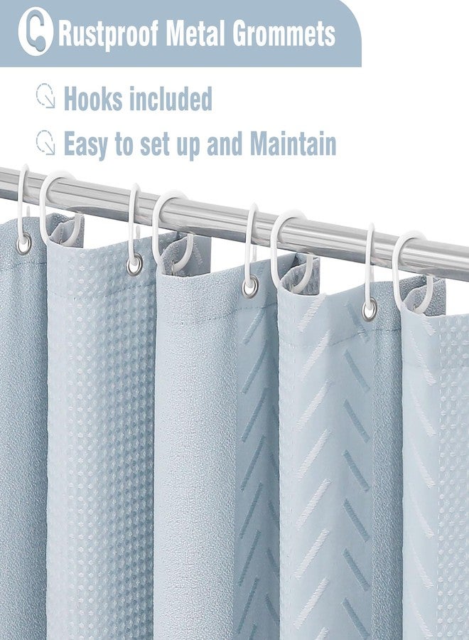 Craidlela 3D Embossed Pattern Shower Curtain, Simple and Chic Pattern Vintage Curtain for Bathroom, Waterproof Fabric Shower Curtains with Hooks, 72 W x 72 H, Fogblue - Image 3
