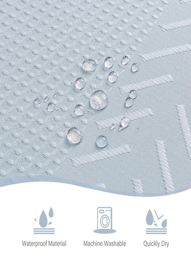 Craidlela 3D Embossed Pattern Shower Curtain, Simple and Chic Pattern Vintage Curtain for Bathroom, Waterproof Fabric Shower Curtains with Hooks, 72 W x 72 H, Fogblue - Image 4
