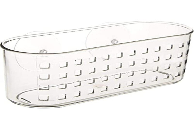 إنترديزاين idesign دش البلاستيك سلة منظم الحمام مع أكواب الشفط - 10.2 x4.8 x4.35 واضحة - Image 1