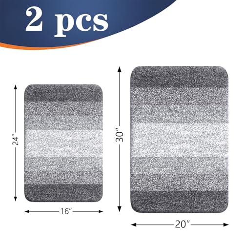 OLANLY Bathroom Rug Set 2 Piece Soft Absorbent Microfiber Bath Rug Set NonSlip Machine Wash Dry Plush Shaggy Bath Mats for Bathroom 30x2024x16 Grey - Image 3