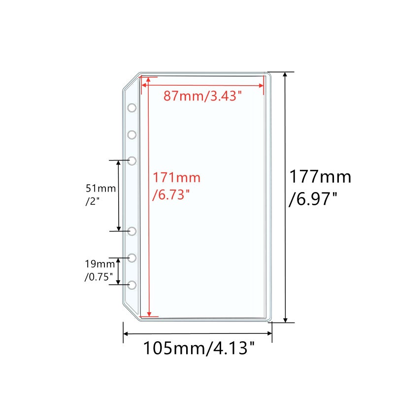 AxeWoodz 12pcs A6 Binder Pockets Clear PVC Double Side 2 Pockets Binder Pouches 6 Hole Zipperless Side Open Cash Envelopes for Bills Money Organizer - Image 3