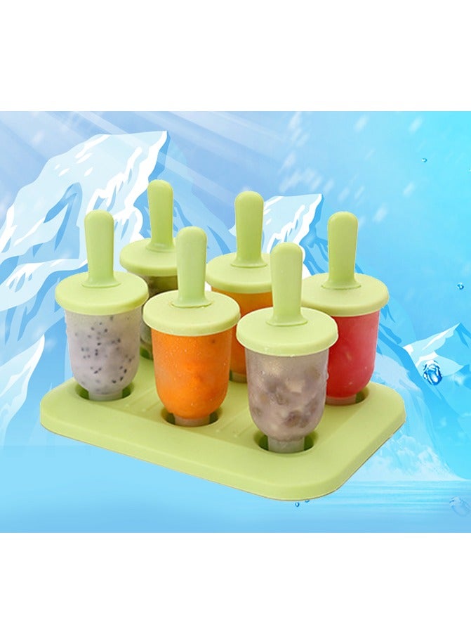 2 Sets 6 Pcs Ice Cream Mold Reusable Plastic Ice Cream Tray Holder with Sticks - Image 2