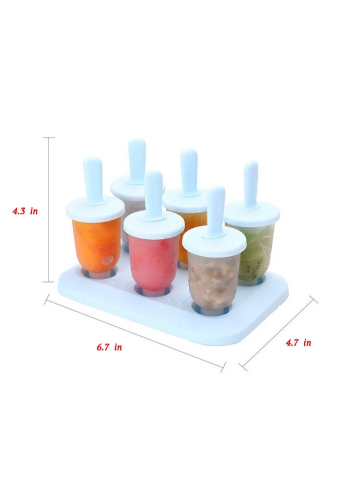 2 Sets 6 Pcs Ice Cream Mold Reusable Plastic Ice Cream Tray Holder with Sticks - Image 4