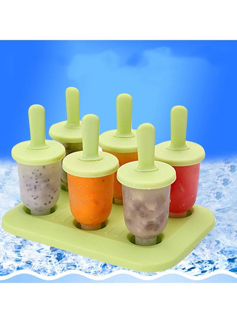 2 Sets 6 Pcs Ice Cream Mold Reusable Plastic Ice Cream Tray Holder with Sticks - Image 3