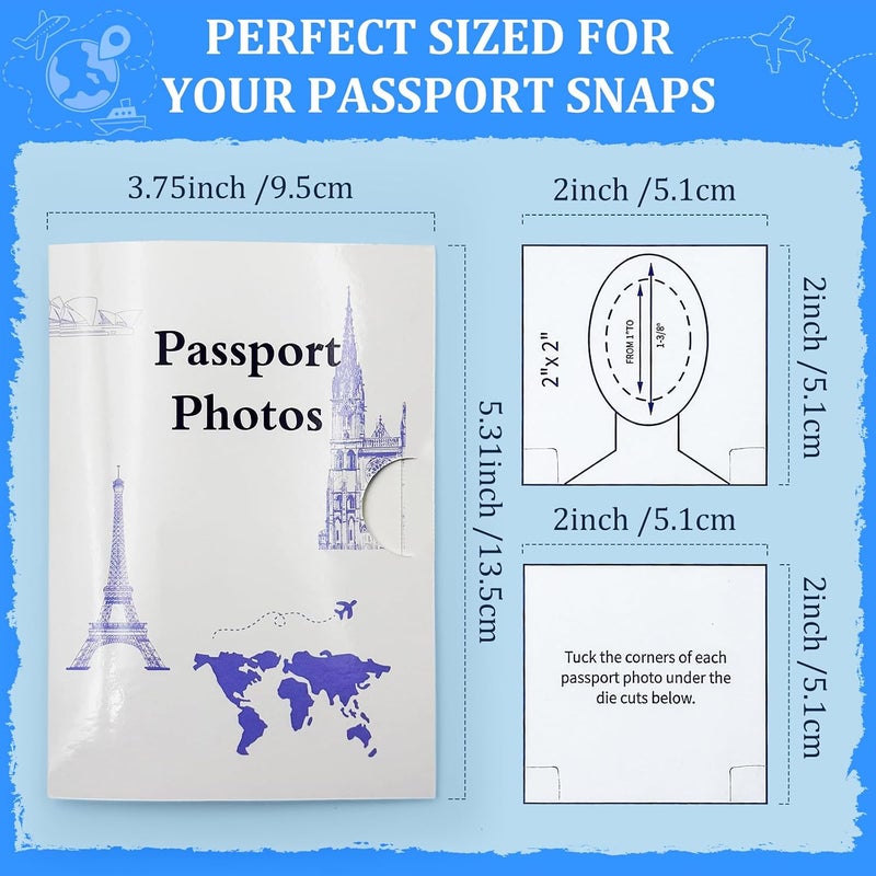 Vivitex 200 Pcs Passport Photo Holder with Closing Tab, Thick White Paper Folder w/Glossy & Matte Coating, 5.31x3.54 Inches - 2x2 Passport Photo Compartment, Safe for Office, Travel & Customer Delivery - Image 2