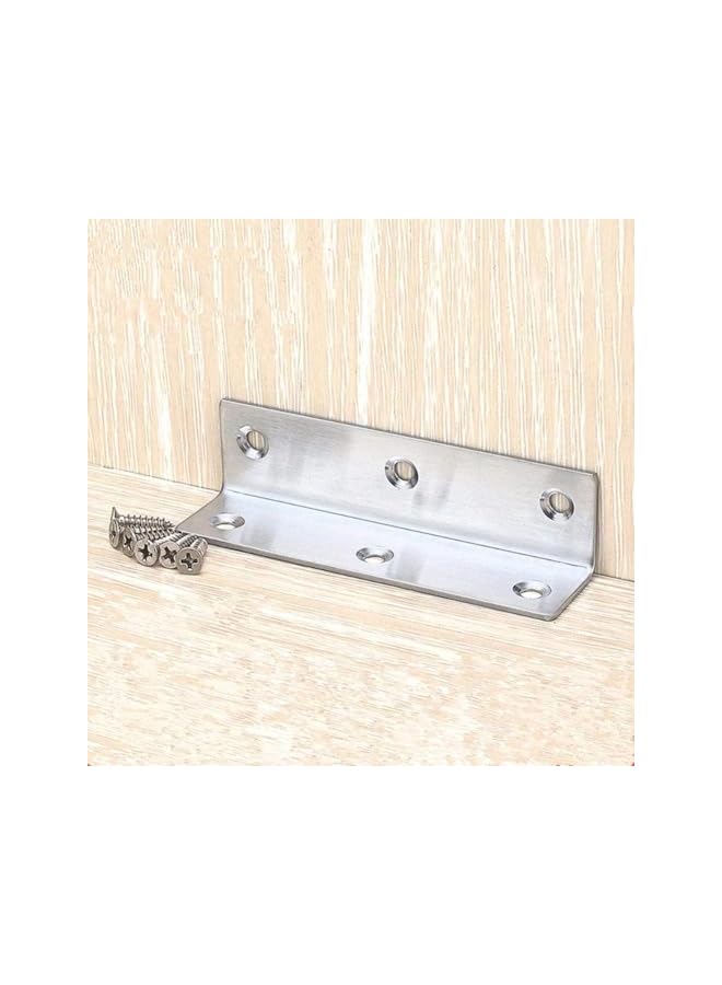 promass 4pcs Inside Corner Braces, Stainless Steel Heavy Duty Long L Brackets for Repairing and Reinforcing Wood Shelf Cabinets Furniture 90 Degree Right Angle Support (100mm) - Image 4