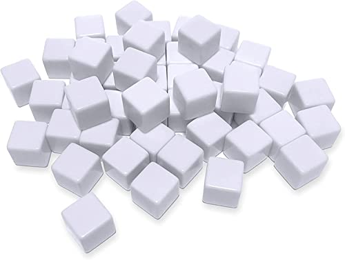 NAKIMO 100 PCS Blank White Dice 16MM Acrylic Dice Blank White Cubes with Smoothed Surface Six Sided Dice for Board Games DIY - Image 1