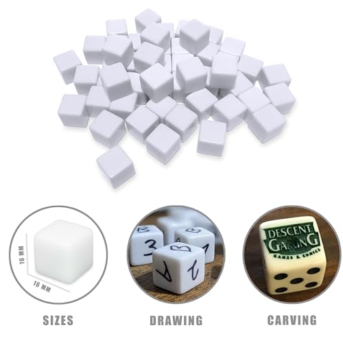 NAKIMO 100 PCS Blank White Dice 16MM Acrylic Dice Blank White Cubes with Smoothed Surface Six Sided Dice for Board Games DIY - Image 5