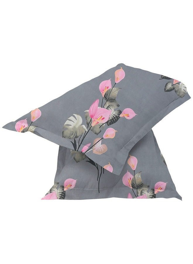 VAS COLLECTIONS 350TC Glace Floral Cotton AC Comforter Set King Size Double Bed with 1 Flat bedsheet & Two King Pillow Covers, 4 Pieces Bedding Set (90x90 inch, Grey & Pink) - Image 4