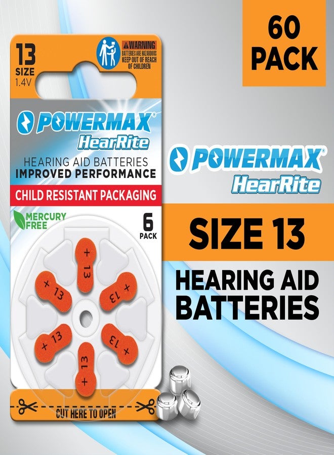 Powermax Usa Size 13 Hearing Aid Batteries, Orange Tab, Made In The Usa, 64 Count - Image 2