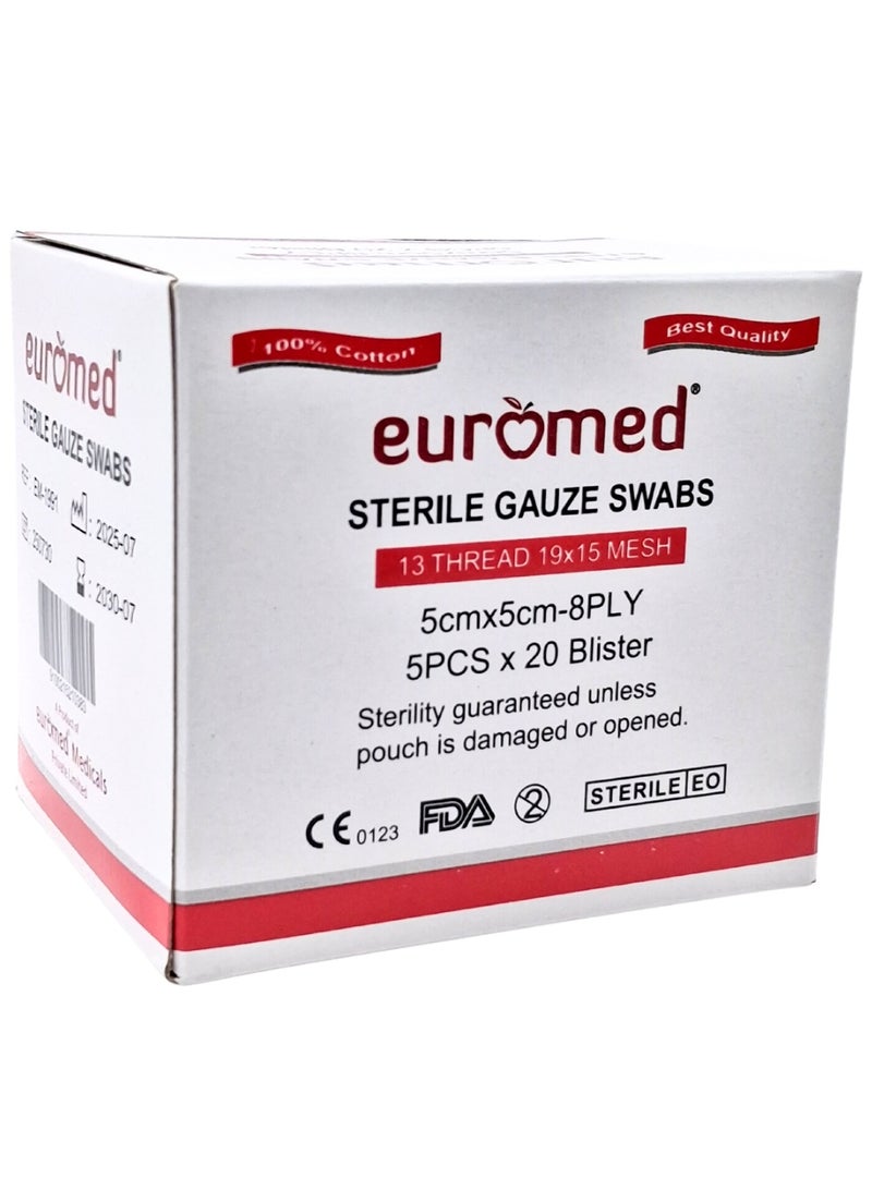 يوروميد الشاش مسحة معقمة 5 * 5 سنتيمتر 8 رقائق 5 قطع/20 كيلوجرام