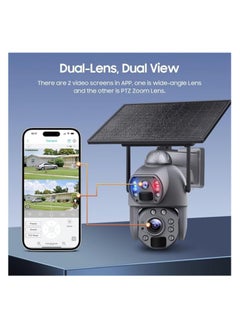 EUROMAX 6MP Dual Lens Solar Security Camera, 4G Cellular Battery Powered, 10W Solar Panel, Motion Detection, Night Vision, Siren.  - Image 2