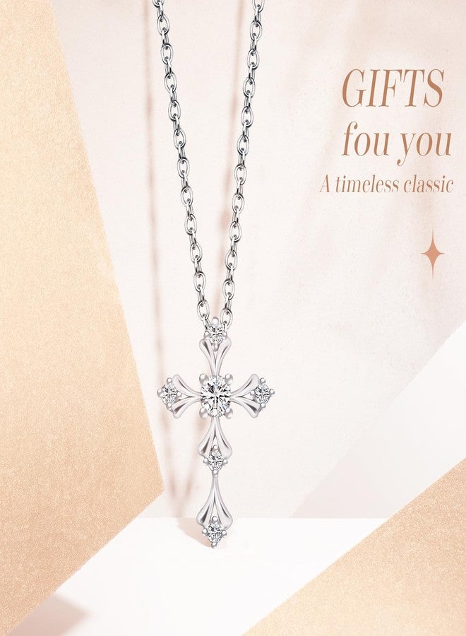 URTHEONE Moissanite Cross Necklace for Women 925 Sterling Silver 18K White Gold Plated Sparkling Moissanite Pendant Faith Jewelry Women's Jewelry - Image 5