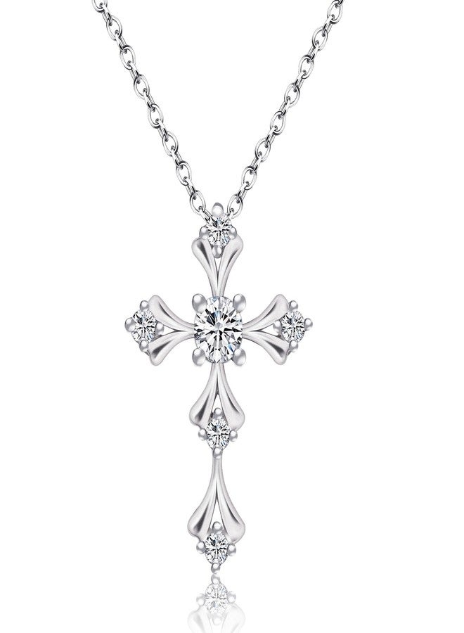 URTHEONE Moissanite Cross Necklace for Women 925 Sterling Silver 18K White Gold Plated Sparkling Moissanite Pendant Faith Jewelry Women's Jewelry - Image 1