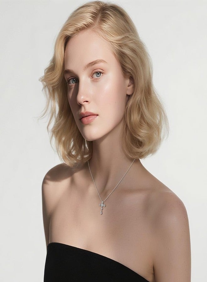 URTHEONE Moissanite Cross Necklace for Women 925 Sterling Silver 18K White Gold Plated Sparkling Moissanite Pendant Faith Jewelry Women's Jewelry - Image 2