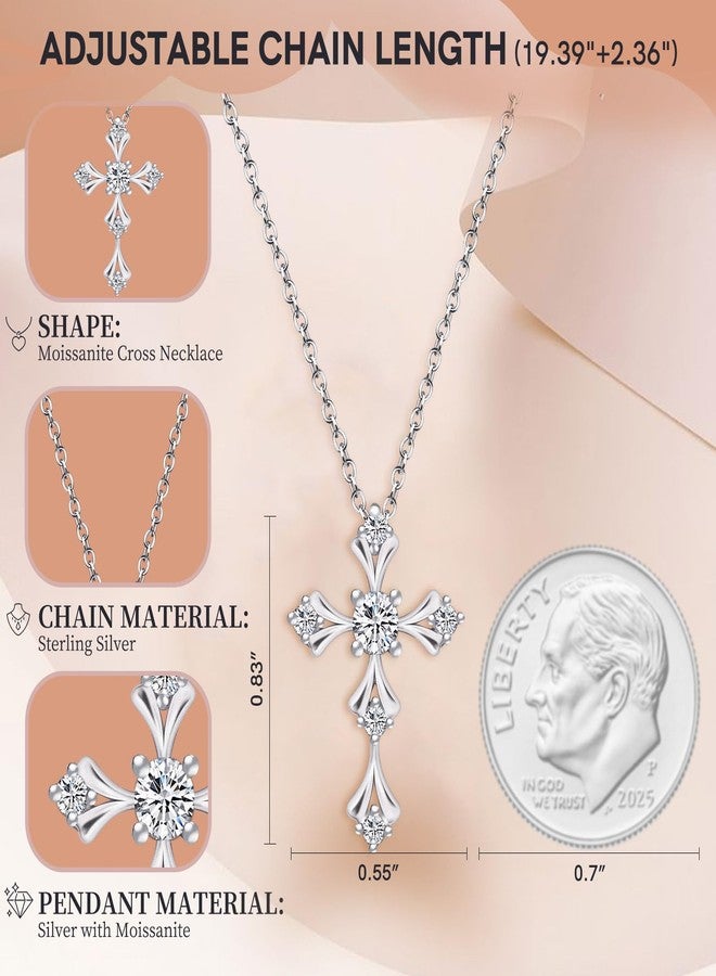 URTHEONE Moissanite Cross Necklace for Women 925 Sterling Silver 18K White Gold Plated Sparkling Moissanite Pendant Faith Jewelry Women's Jewelry - Image 4