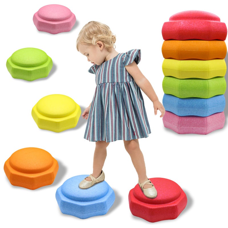 joybond Stepping Stones for Kids â€“ 6 pcs EPP Balance Sensory Kids Stepping Stones for Toddlers 1-3 for Indoor Outdoor Activity Promoting Toddler's Balance and Coordination Skills - Image 1