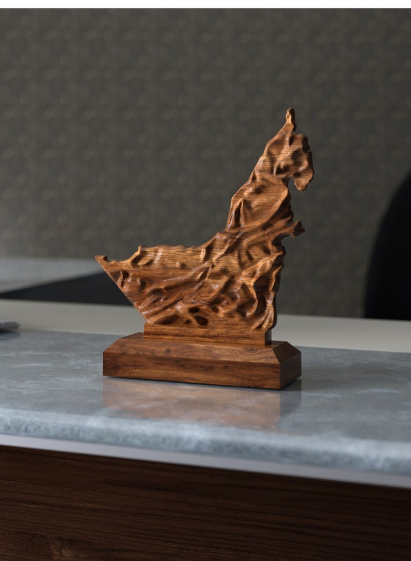 هلالفل طاولة ديكور خشبية بتصميم خريطة الإمارات العربية المتحدة من هلال فول | خشب صلب، حرفية جغرافية دقيقة | تحفة فنية مستوحاة من التراث الإماراتي | ديكور فني للمنزل والمكتب، مناسب لغرفة النوم - Image 1