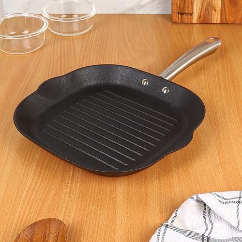 Femora Femora Cast Iron Square 28cm Grill pan Non Toxic and Coating Free Pack of 1 Pcs - Image 1