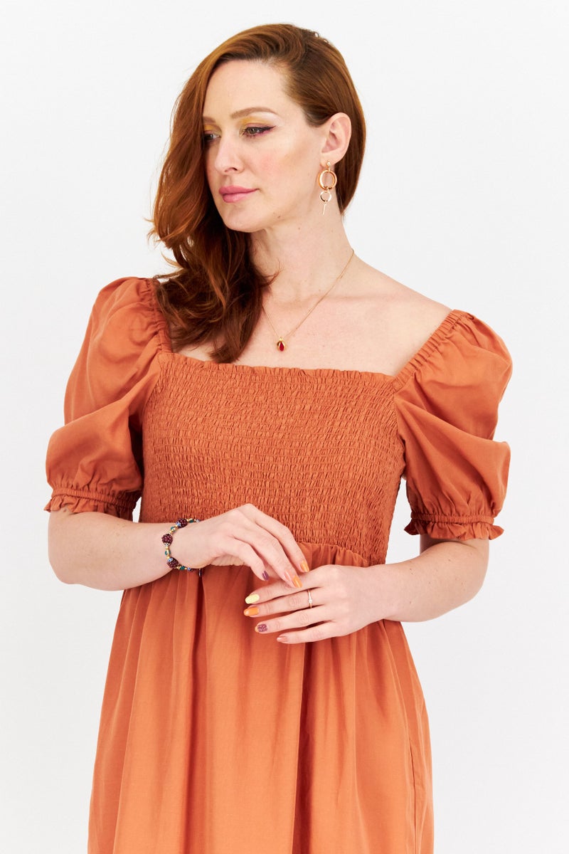 forever new Women Plain Midi Dress, Brown - Image 4