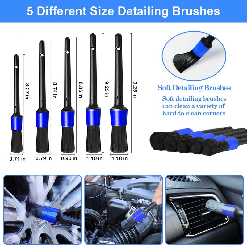 TTRCB 26Pcs Car Detailing Brush Set, Car Detailing Kit, Car Detailing Brushes, Car Cleaning Kit, Car Windshield Cleaning Tool, Professional Car Care kit - Car Wash Brush kit for Interior Exterior Wheels - Image 4