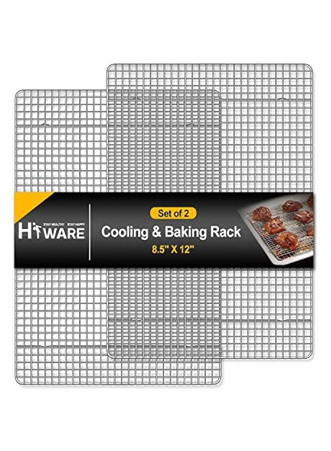 Hiware 2-Pack Cooling Racks for Baking - 8.5 x 12 - Quarter Size - Stainless Steel Wire Cookie Rack Fits Quarter Sheet Pan, Oven Safe for Cooking, Roasting, Grilling - Image 1