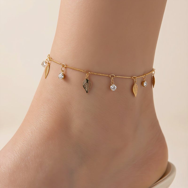 Double Layer Gold Anklet Reinforced Anti Fall Shiny Smooth Foot Chain - Image 2