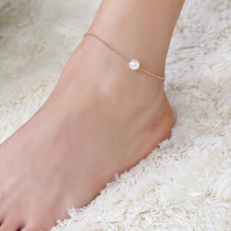 Double Layer Gold Anklet Reinforced Anti Fall Shiny Smooth Foot Chain - Image 3