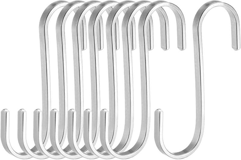 Stainless Steel S Hooks 3 Inch Flat S Shaped Hangers for Kitchen Bathroom Storage 8pcs - Image 2