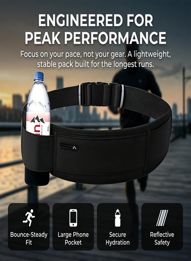 JUCURRI Running Hydration Belt with Water Bottle Holder, Phone Storage, Black - Image 2