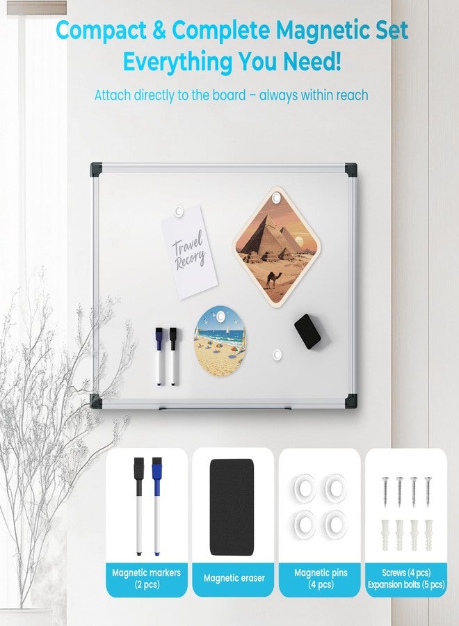 VUSIGN Dry Erase Board, 24 × 18 inches, Magnetic White Board for Wall, Silver Aluminium Frame, White Board Dry Erase for Kids, Students, Office, Kitchen - Image 2