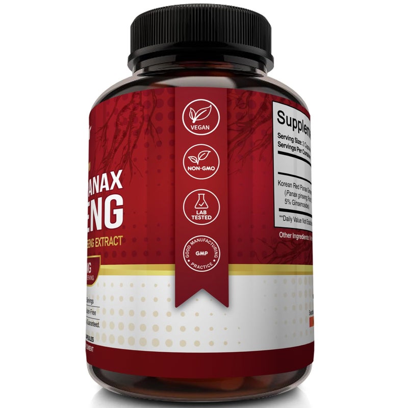 NutriFlair Korean Red Panax Ginseng 1600mg - 120 Vegan Capsules | 5% Ginsenosides | Non-GMO, Gluten-Free | Natural Energy & Focus Support | Made in USA - Image 3