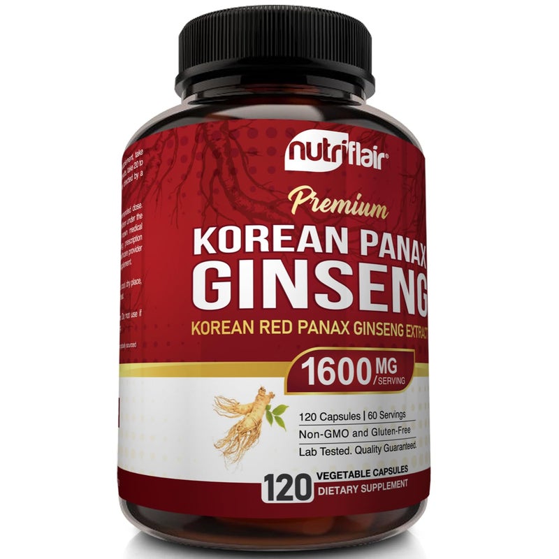 NutriFlair Korean Red Panax Ginseng 1600mg - 120 Vegan Capsules | 5% Ginsenosides | Non-GMO, Gluten-Free | Natural Energy & Focus Support | Made in USA - Image 4