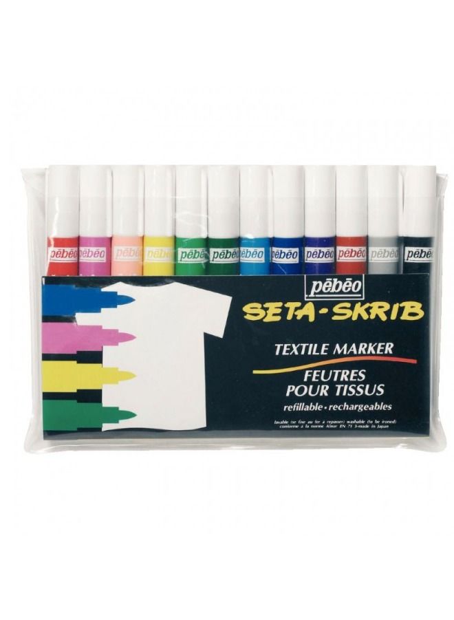 Pebeo Setakrib Fabric Textile Markers 2mm 12 colors - Image 2