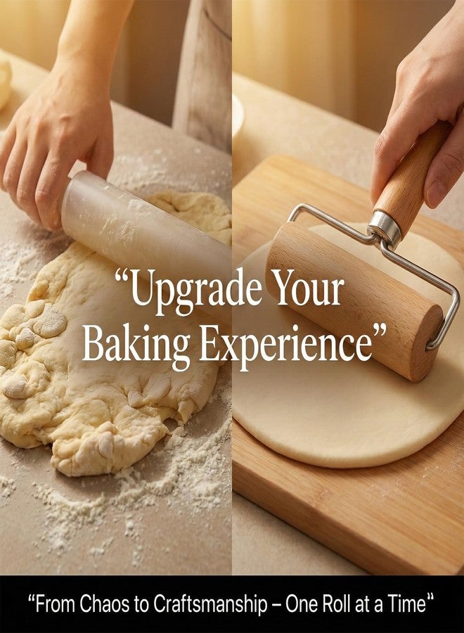 Xyembu 2 Pcs Wooden Rolling Pin Set, Wooden Dough Roller, Non-Stick Baker Pastry Roller, Pizza Rollers, Small Rolling Pin, Dough Baker Rollers Set for Home Kitchen Baking Cooking (2 Sizes) - Image 5