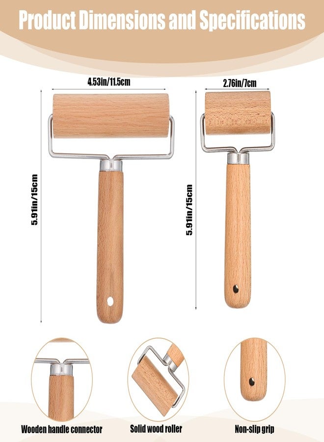 Xyembu 2 Pcs Wooden Rolling Pin Set, Wooden Dough Roller, Non-Stick Baker Pastry Roller, Pizza Rollers, Small Rolling Pin, Dough Baker Rollers Set for Home Kitchen Baking Cooking (2 Sizes) - Image 2
