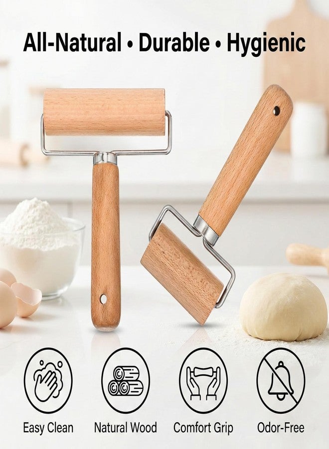 Xyembu 2 Pcs Wooden Rolling Pin Set, Wooden Dough Roller, Non-Stick Baker Pastry Roller, Pizza Rollers, Small Rolling Pin, Dough Baker Rollers Set for Home Kitchen Baking Cooking (2 Sizes) - Image 3