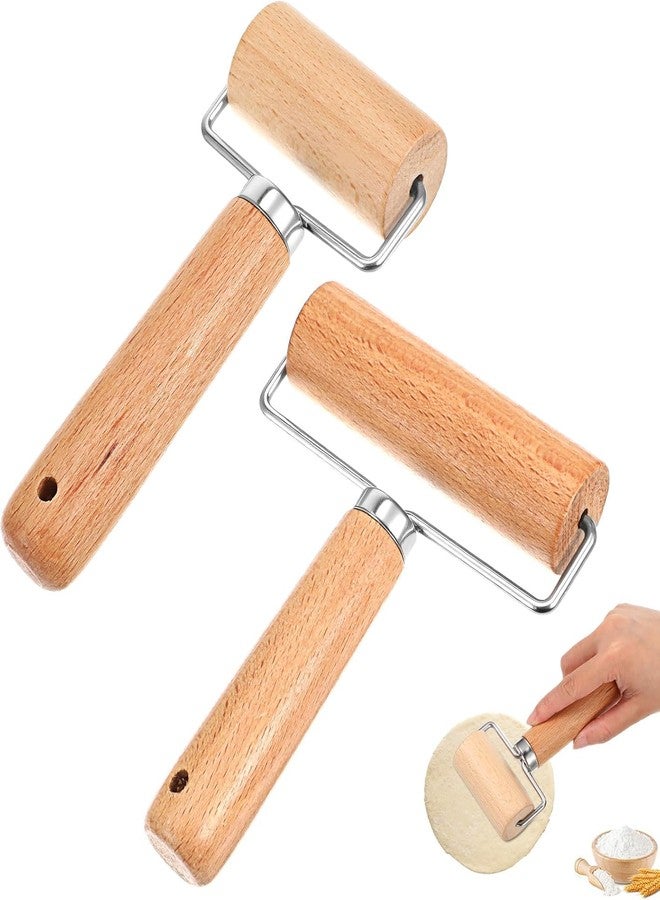 Xyembu 2 Pcs Wooden Rolling Pin Set, Wooden Dough Roller, Non-Stick Baker Pastry Roller, Pizza Rollers, Small Rolling Pin, Dough Baker Rollers Set for Home Kitchen Baking Cooking (2 Sizes) - Image 1